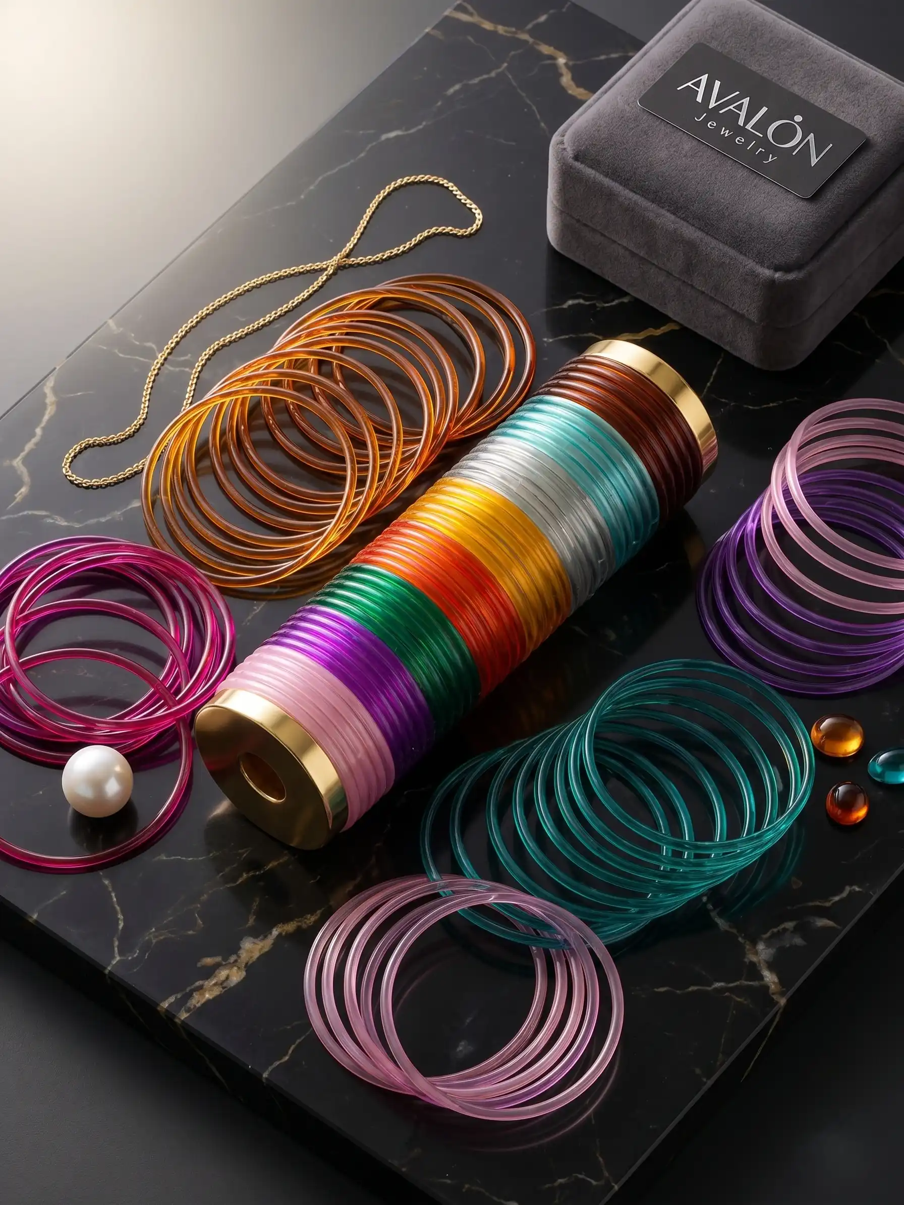 Vibrant Multi-Color Jelly Bangles hover