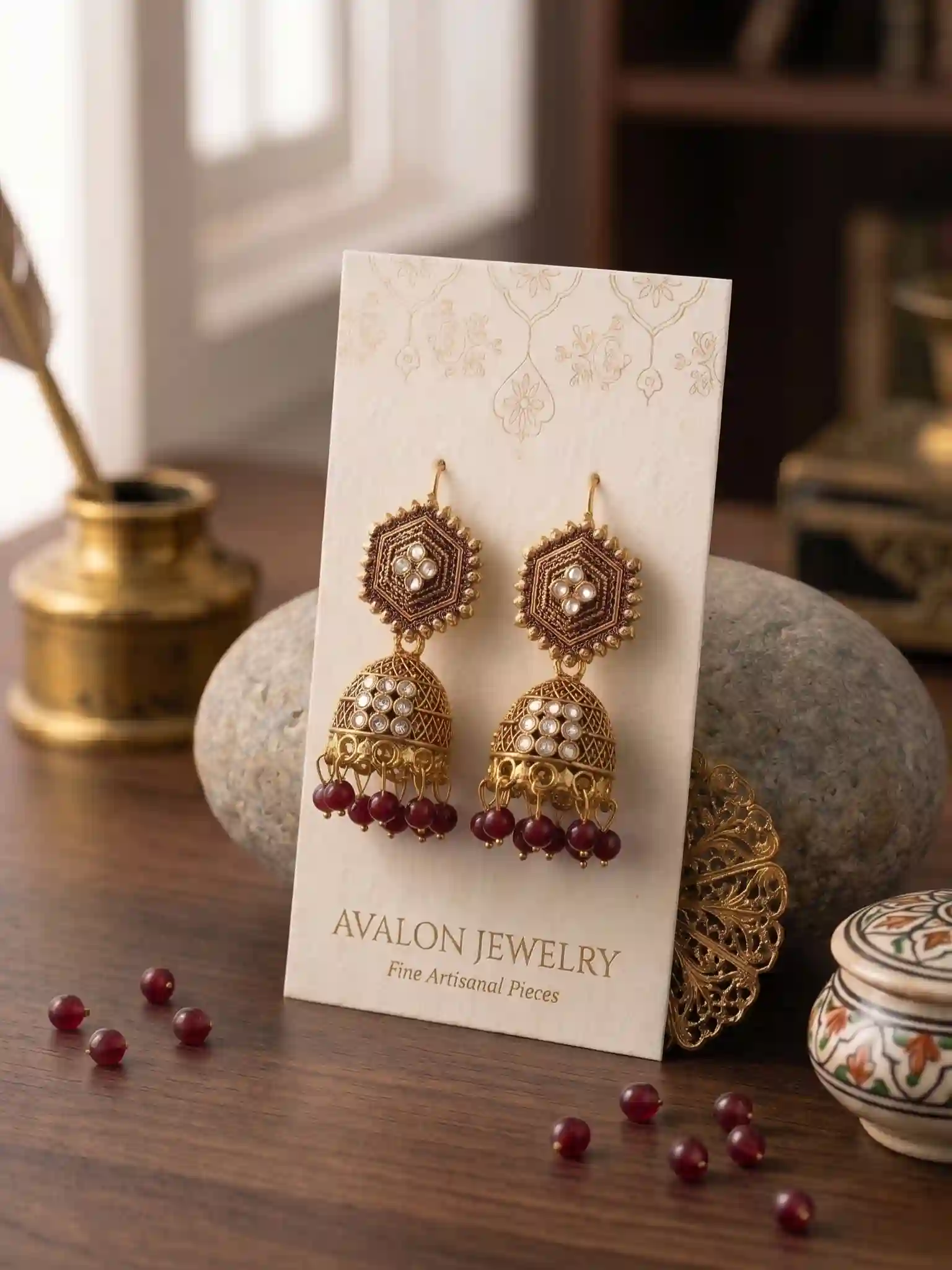 Brown Blossom Jhumkas