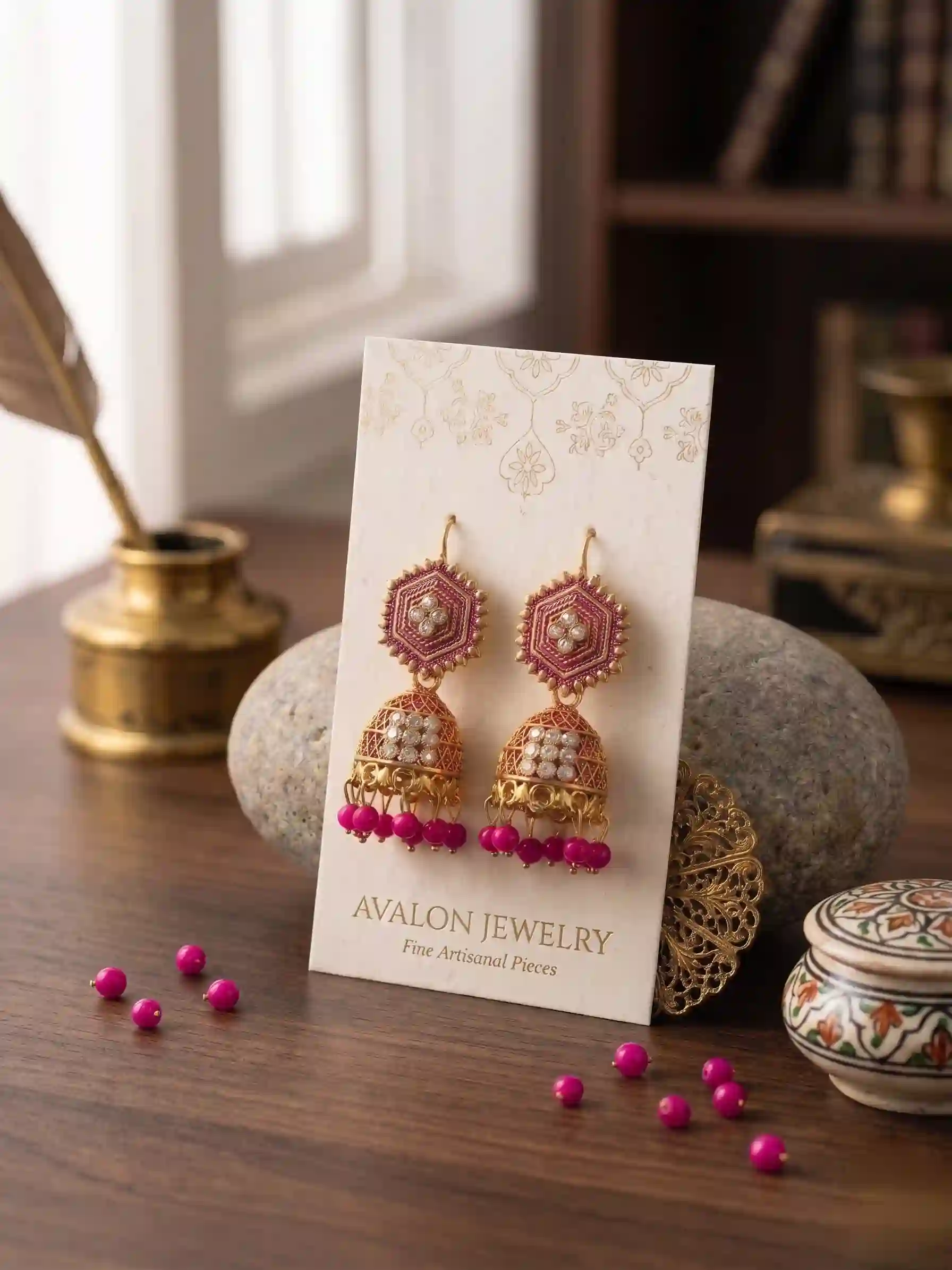 Pink Blossom Jhumkas