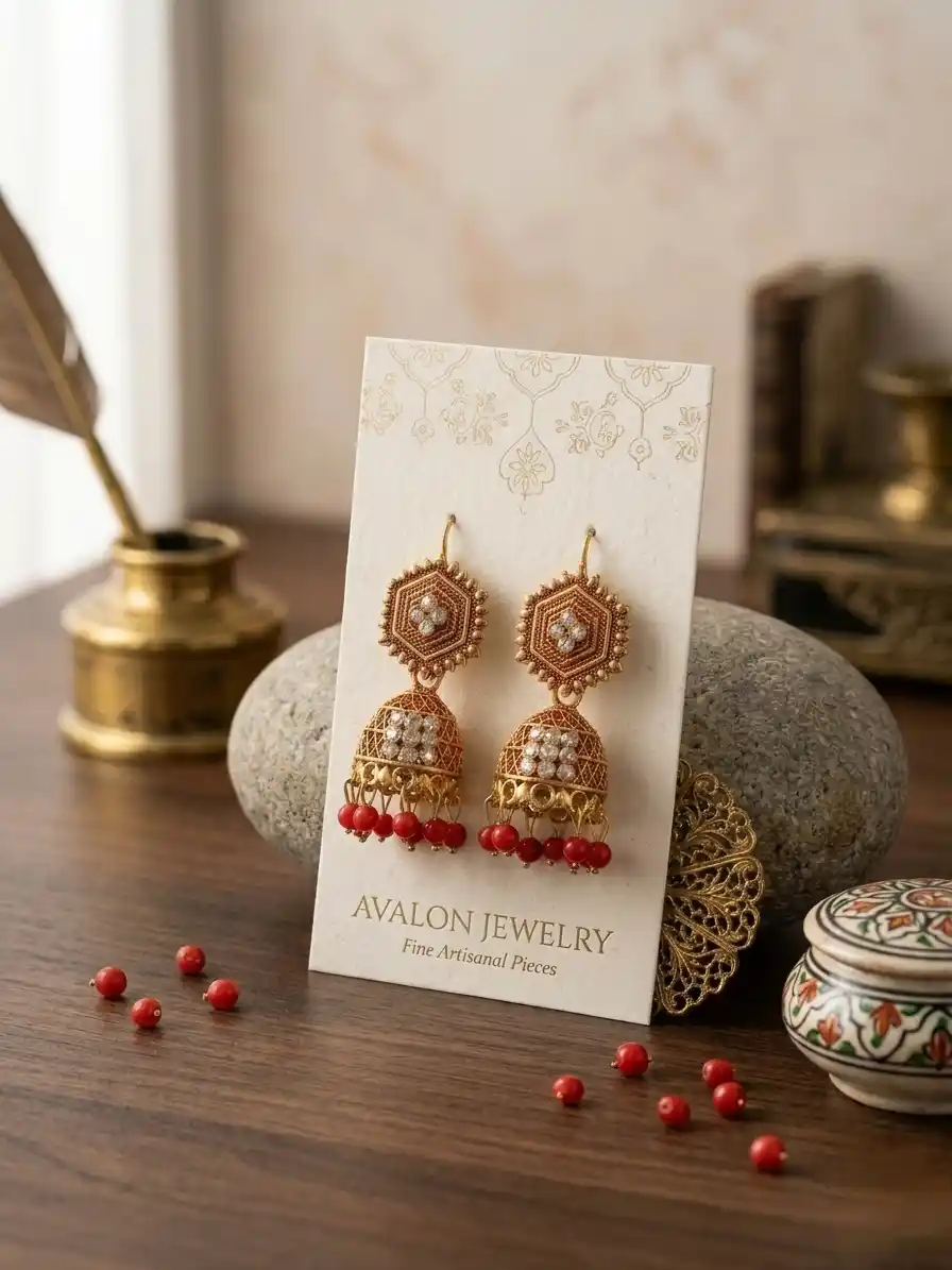 Red Blossom Hex Jhumkas