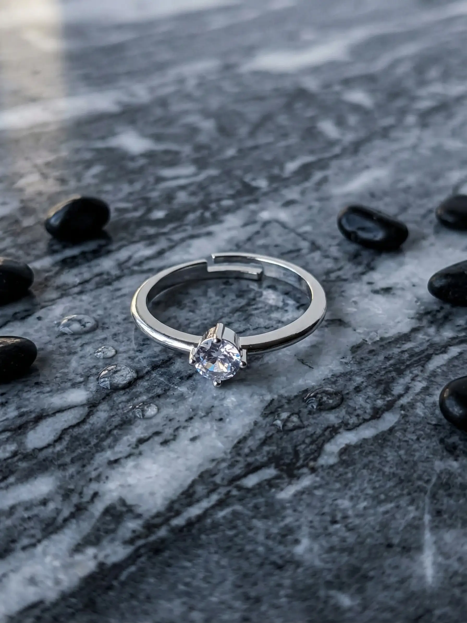 Silver Shiny Stone Ring hover